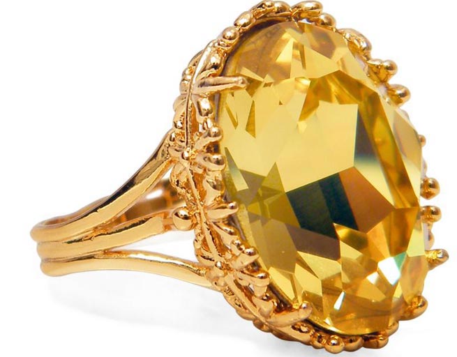 кольцо с желтым камнем