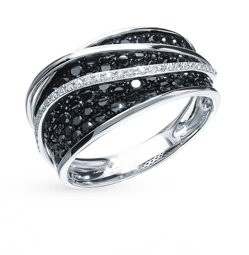кольцо с черным бриллиантом